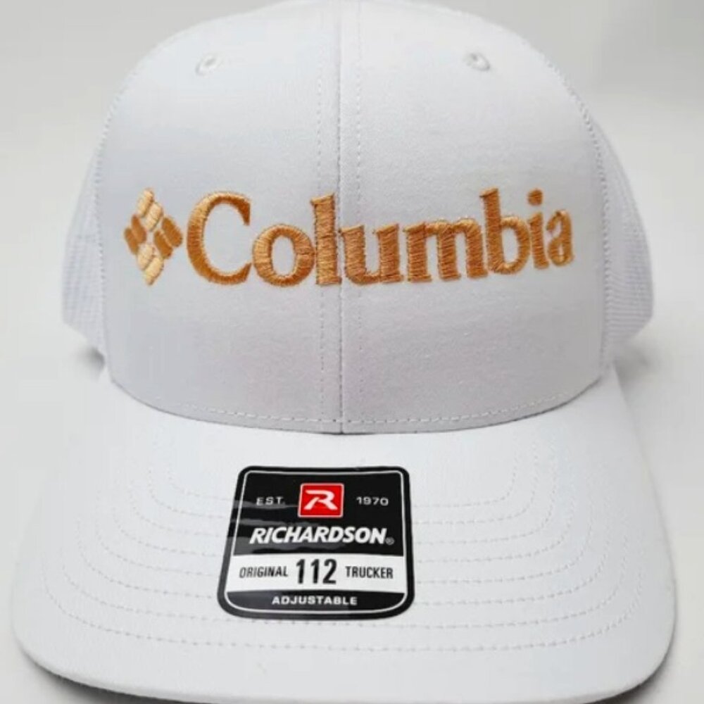 Solid White Mesh Snapback Columbia Embroidered Hat